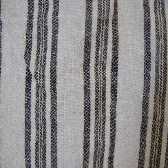 Linen Striped Sleeveless Top Blue White Gold Lurex Ruffle Hem Flowy Large Petite - Picture 8 of 11